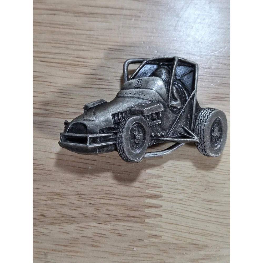 Vintage 1980 Indiana Metal Craft Sprint Car Racing Belt Buckle C24 Pewter Mens